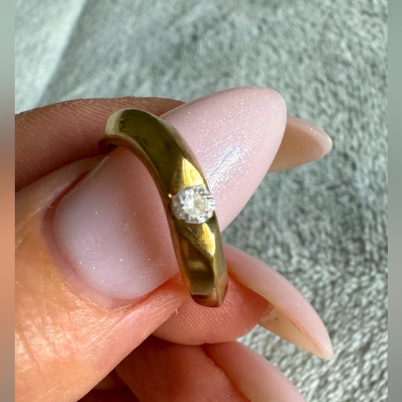 Accessories Vintage 14 Kt Gold And Single Stone Diamond Wedding Band